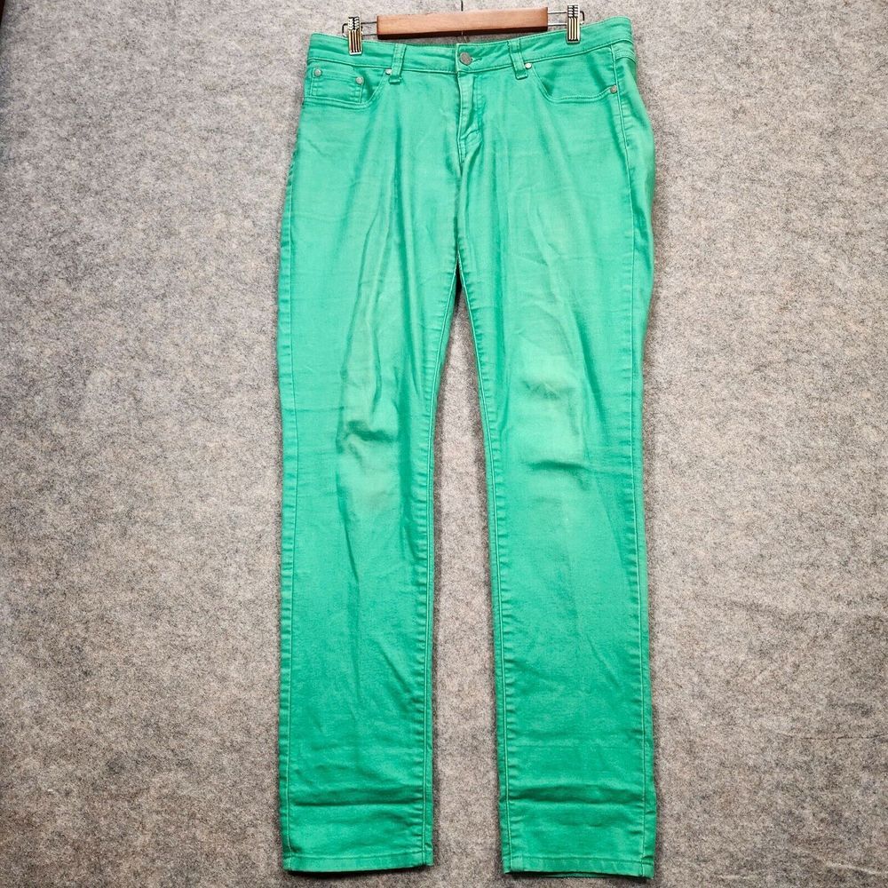 Prana Womens Kara Jean 10/30 Green Denim Stretch Cuffed Organic Cotton Soft Fade